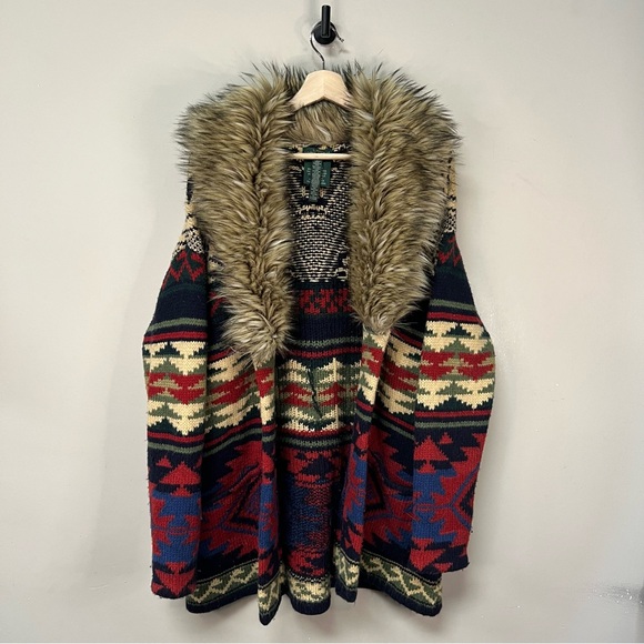 Vintage Ralph Lauren Alpaca Wool Aztec Cardigan - Picture 1 of 7